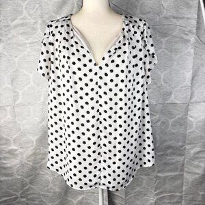 41 Hawthorne Black and White Polka-Dot Blouse Size 1X